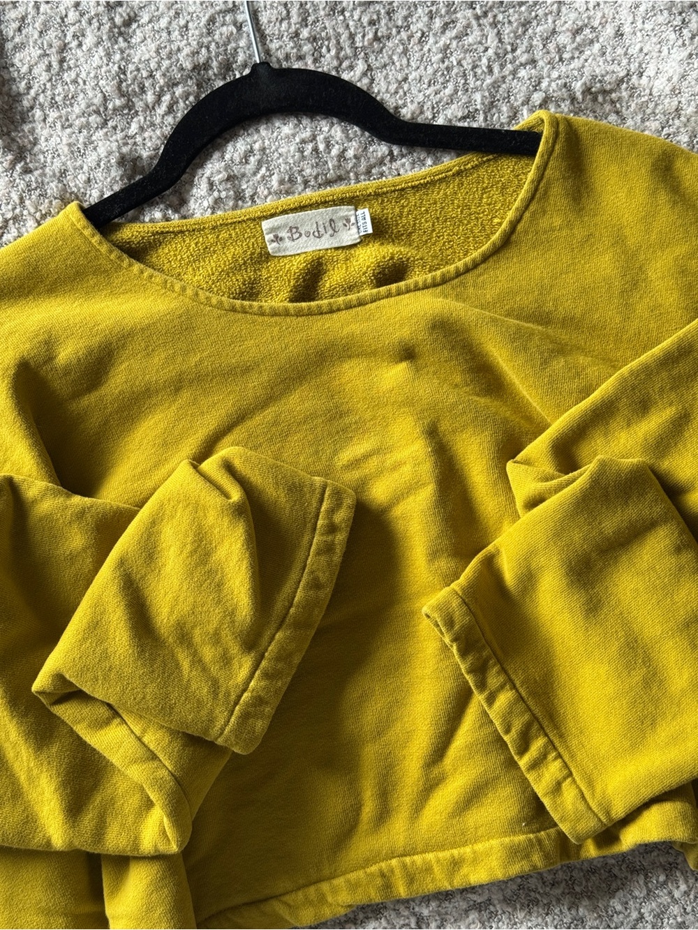 Bodil French Terry Cropped Sweatshirt Mustard Yellow - One Size (OSFA)